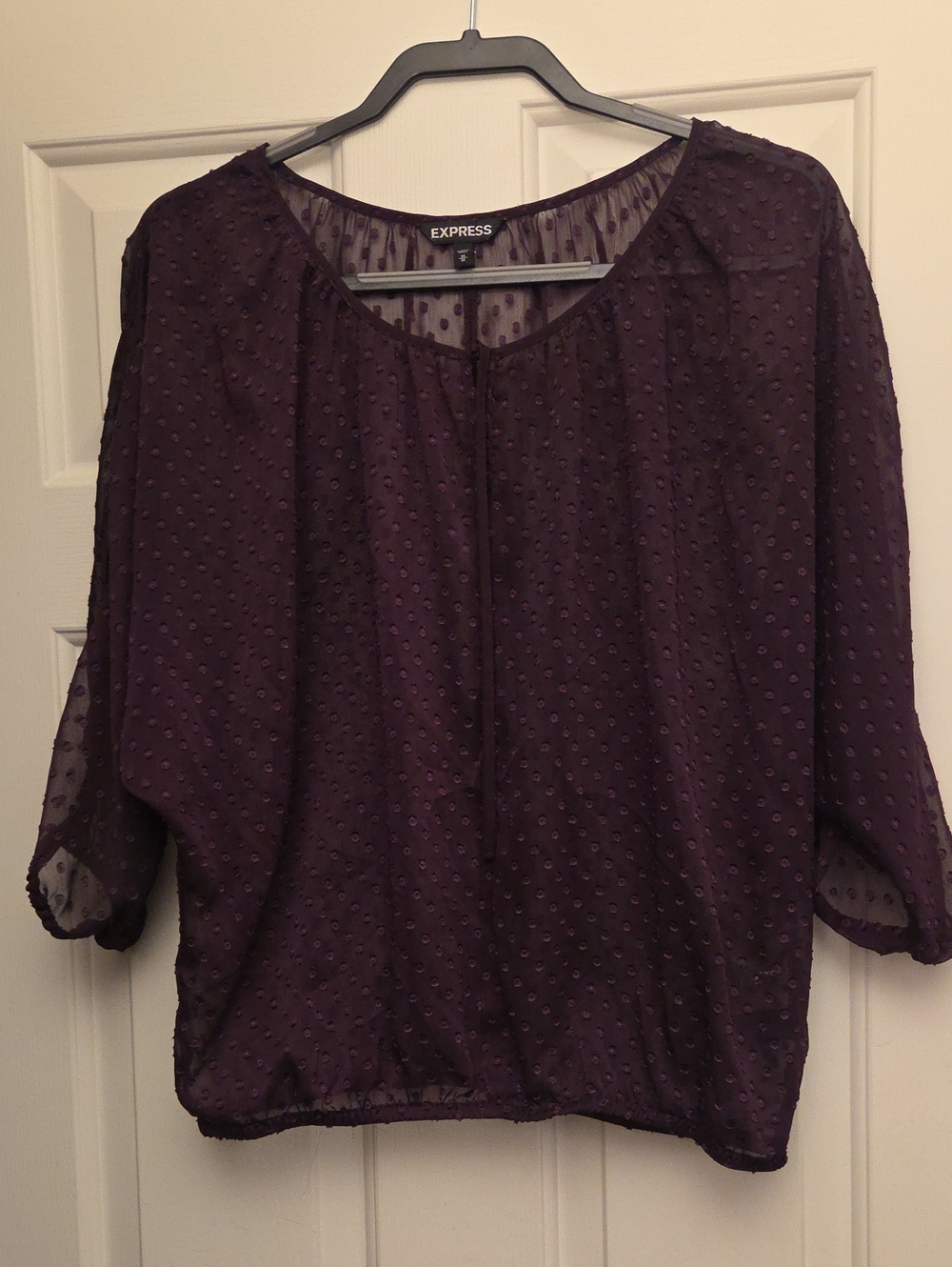 Express Plum Dotted Chiffon Blouse